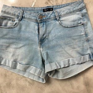 light wash blue, jean shorts